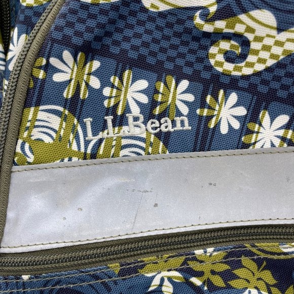 L.L. Bean Blue and Green Hawaiian Island Printed Multi-pocket School Backpack - Picture 3 of 9